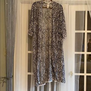 Zebra Print Long Lightweight Cardigan/Cover-Up